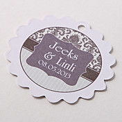 gepersonaliseerde geschulpte gunste tag - chocolade (set van 60)