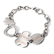 Personalized Silver Chain Bracelet With Flower Charm