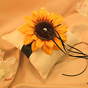 Sonnenblumen-Ringkissen aus Satin mit Strass und Schärpe