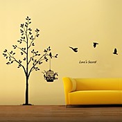 l'arbre et l'oiseau en cage stickers muraux (1985-P59)