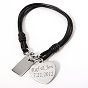 personlig hjerte-og firkantet sjarm armbånd