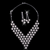 Rhinestone Star Burst Collar Necklace And Earring Set