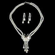 Elegant Rhinestone Butterfly Necklace and Earrings Jewelry Set