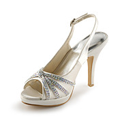 Satin Stiletto Heel Peep Toe / Platform With Rhinestone Wedding / Party Evening Shoes (More Colors Available)