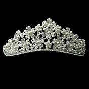 legering med rhinestone og perle blomstrer brude tiara