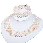 hermoso conjunto perlas de agua dulce para damas joyería incluyendo collar y pulsera