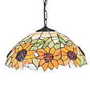 Tiffany Pendant Light with 2 Light in Sunflower Patterned Shade
