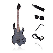 FLAME Custom Heavy Metal E-Gitarre mit Zubehör schwarz