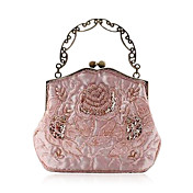 elegante Seide Abendtasche mit steinernen Blume vor