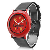 Unisex Leather Analog Quartz Wrist Watch (Black)