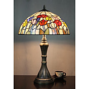 Tiffany Table Lights with 2 Lights in Tulip Pattern - Electroplate Finish