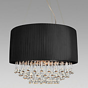 Crystal Ceiling Light with 5 Lights in Black Fabric Shade