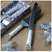 Interlocking Hearts Design Cake Knife/Server Set