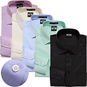 Mens Stripe Long Sleeve Square Collar Shirt