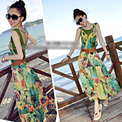 Bohemian Crinkled Vest Chiffon Dress