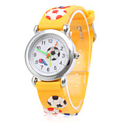 de silicona resistente al agua analógico reloj de pulsera de cuarzo con el fútbol de dibujos animados (amarillo)