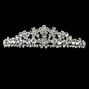 Silver Alloy Rhinestone And Pearl Little Flower Bridal Tiara
