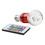 E27 3W RGB Light Red Shell Remote Controlled LED Crystal Ball Bulb (85-265V)