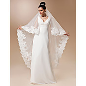 One-tier Tulle Waltz Length Veil With Applique