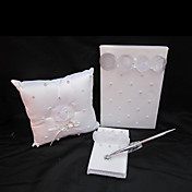immaculée collection de mariage rose sertie de satin blanc (3 pièces)