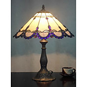 Tiffany Table Lights with 2 Lights with Purple Fringe - Electroplate Finish