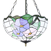 Tiffany Pendant Light with 3 Lights in Pink Blossom Design