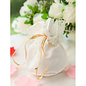 Embroidered Satin Favor Pounch With Refined Lace (Set of 24)