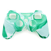 beschermende camouflage stijl siliconen hoesje voor de PS3-controller (groen en wit)