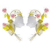 landelijke stijl wandlamp met 2 lichten in witte bloemen schaduw