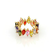 18K Gold Plated & Colorful Cubic Zirconia Ladie's Finger Ring