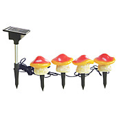 Solar Led Lights with 4 Lights Mushroom Design