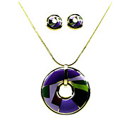 Purple Simply Square Mix Style Of Ladies Jewelry Sets Including Necklace & Earrings Set