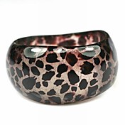 Ladies' Resin Round Bangles Classic Big Bracelet With Leopard Print In Seawave Shape