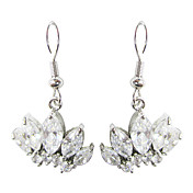 Elegant White Platinum Plated With Oval Shape Cubic Zirconia Earrings