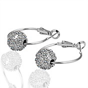 Fashion Rhinestone Alloy Round Cut Hoop Earrings