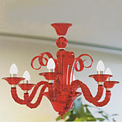 moderne acryl kroonluchters met 6 lichten kaars gekenmerkt rood