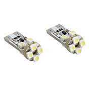 T10 8x1210 SMD White  LED Bulb for Car Signal Lights CANBUS (2-Pack, DC 12V)