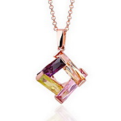 18K Gorgeous Fashion Rhinestone Alloy Four Color Crystal Necklace