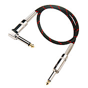 DT Black and Red Braided Guitar Cable with Right-angle Metal Plug in 6 meter