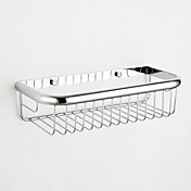 Contemporary Chrome Finish Single Layer Wall-mounted Soap Basket