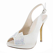 Satin Stiletto Heel Peep Toe / Slingbacks With Rhinestone Wedding Shoes (More Colors Available)