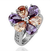 superbe plaque de cristal d'or 18k Bague fleur de la mode