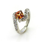 Luxurious Cubic Zirconia Platinum Plated Big Square Cut Shape Fashion Ring (More Colors)