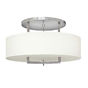 moderne kromfinish flush mount med 3 lys hvidt stof skygge