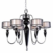 Artistic Ceramic Chandeliers with 6 Lights Fabric Shades