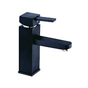 Contemporary Centerset Black Square Bathroom Sink Faucet - Painting Finish