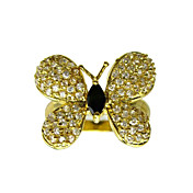 smukke lilla cubic zirconia platineret sommerfugl mode ring (flere farver)