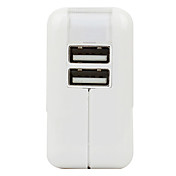 ul spina doppia porta USB Adattatore AC da viaggio caricabatterie con luce a led per iPad, iPhone e iPod (110v-240v, 2.1a)