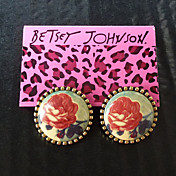 Rose Pattern Round Gothic Lolita Ear Studs
