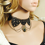 håndlavet sorte blonder forgyldt obsidian retro stil Gothic Lolita halskæde
